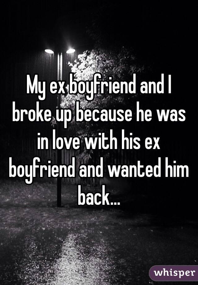 My ex boyfriend and I broke up because he was in love with his ex boyfriend and wanted him back...