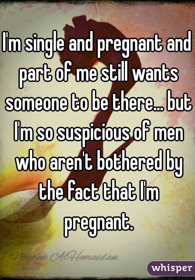 I'm single and pregnant and part of me still wants someone to be there... but I'm so suspicious of men who aren't bothered by the fact that I'm pregnant.