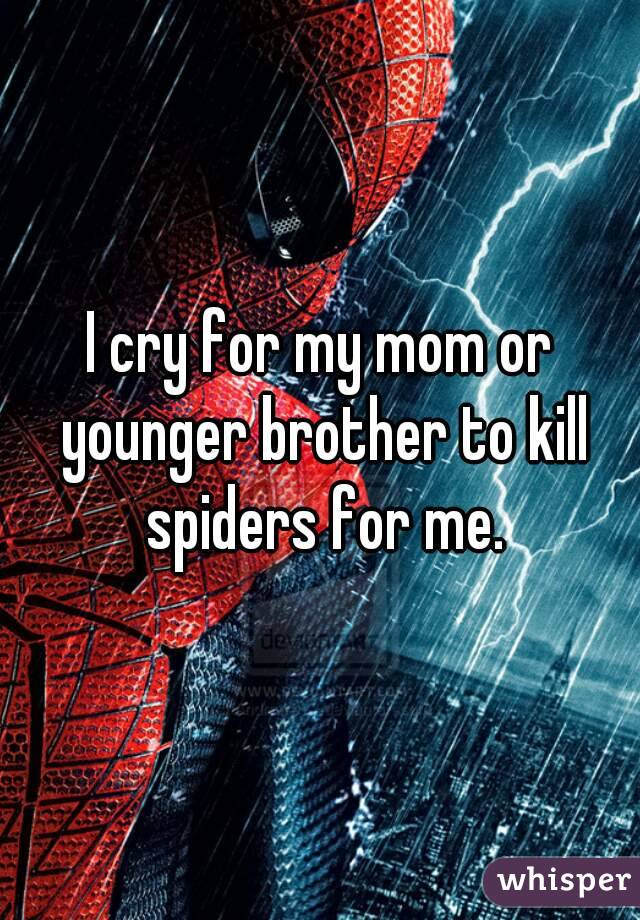 I cry for my mom or younger brother to kill spiders for me.