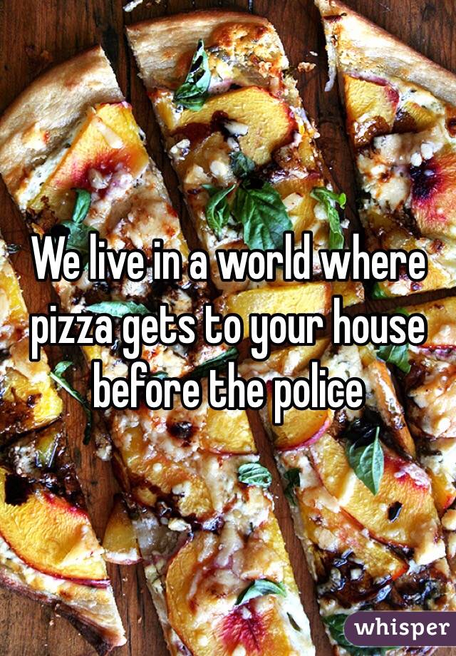 We live in a world where pizza gets to your house before the police 
