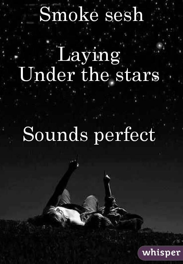 Smoke sesh

Laying 
Under the stars 


Sounds perfect 