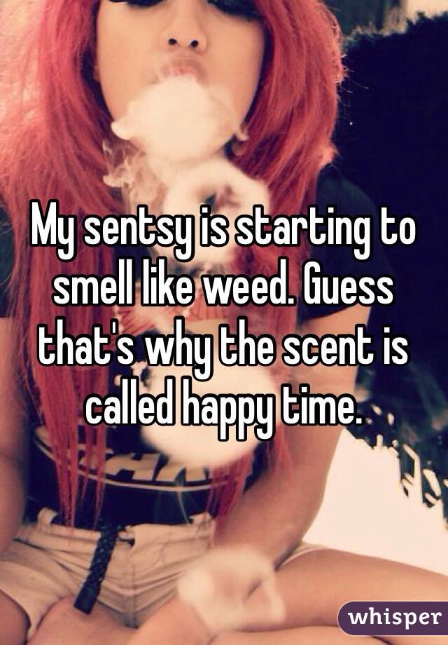 My sentsy is starting to smell like weed. Guess that's why the scent is called happy time. 