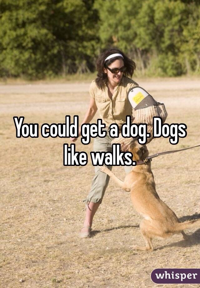 You could get a dog. Dogs like walks.