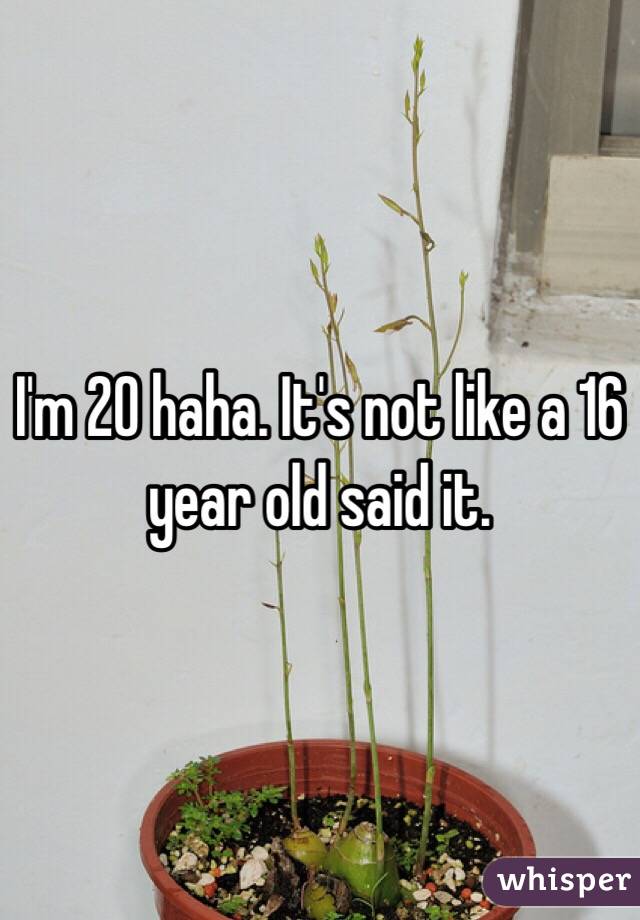 I'm 20 haha. It's not like a 16 year old said it. 