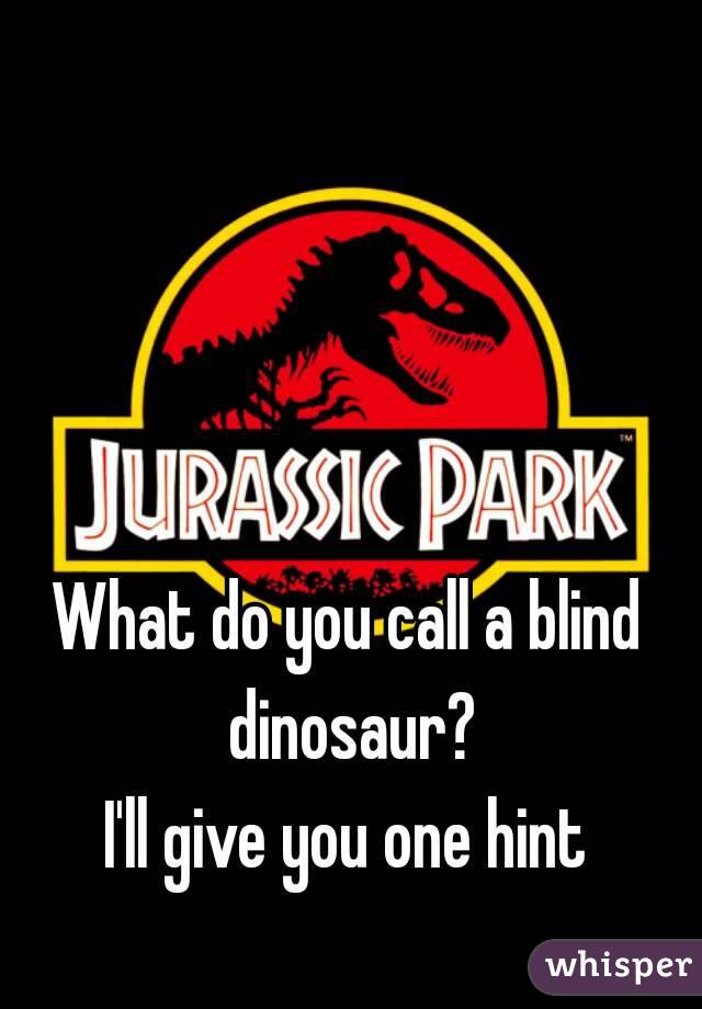 What do you call a blind dinosaur?
I'll give you one hint