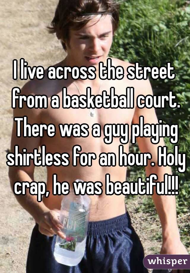 I live across the street from a basketball court. There was a guy playing shirtless for an hour. Holy crap, he was beautiful!!!