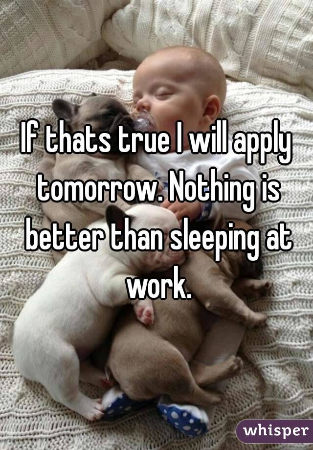 If thats true I will apply tomorrow. Nothing is better than sleeping at work.