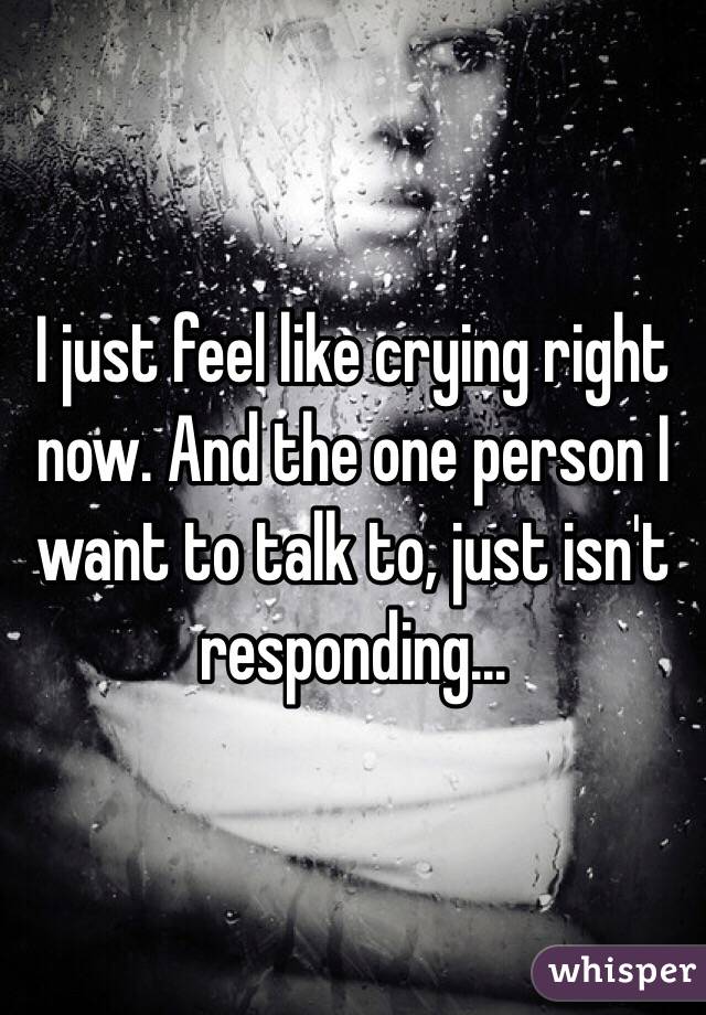 I just feel like crying right now. And the one person I want to talk to, just isn't responding...