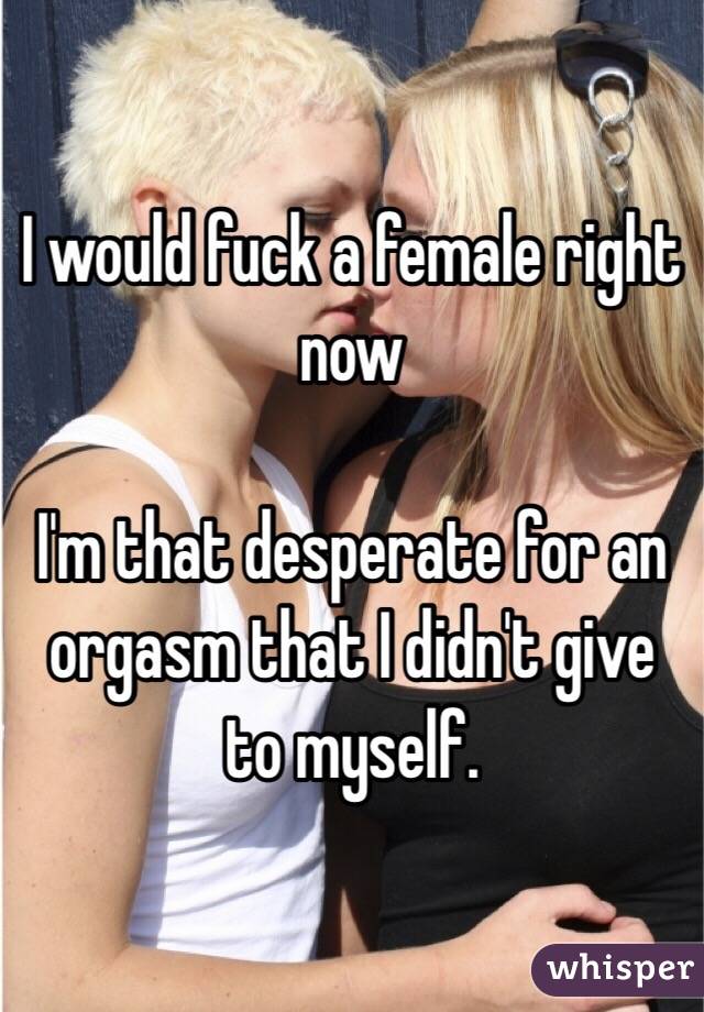 I would fuck a female right now

I'm that desperate for an orgasm that I didn't give to myself. 