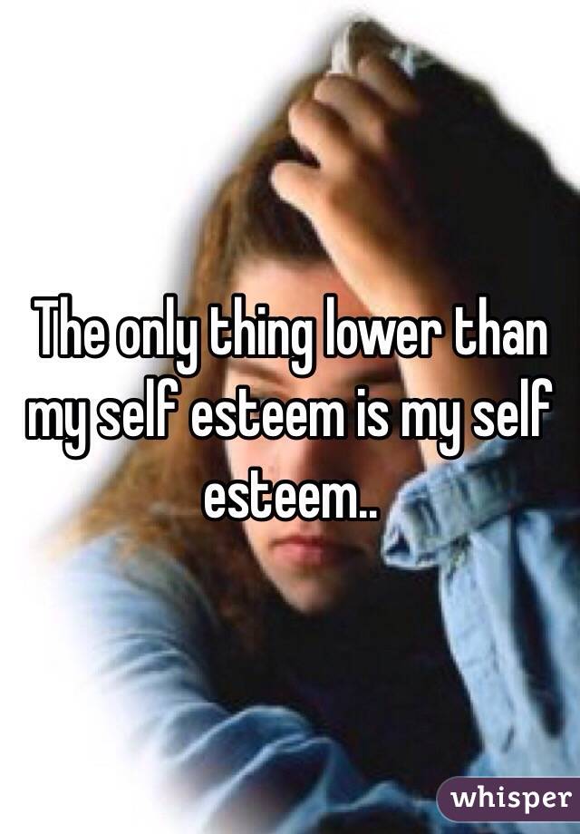 The only thing lower than my self esteem is my self esteem..