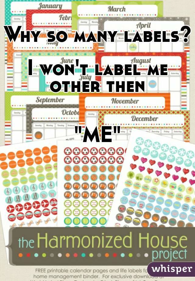 Why so many labels? 
I won't label me other then 


"ME"