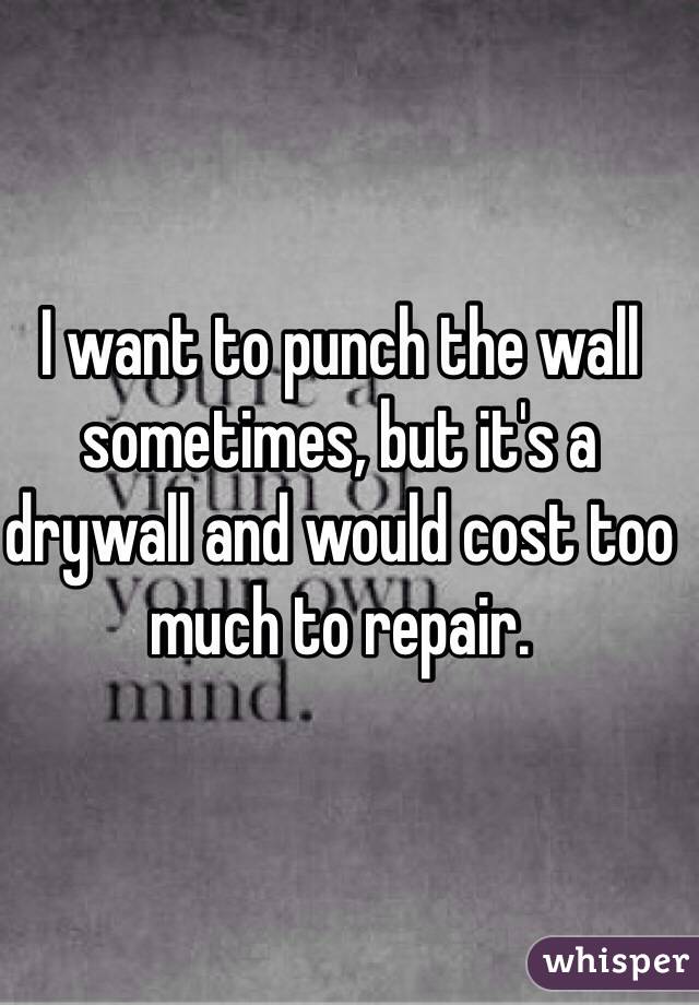 I want to punch the wall sometimes, but it's a drywall and would cost too much to repair.