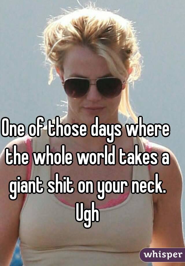 One of those days where the whole world takes a giant shit on your neck. Ugh