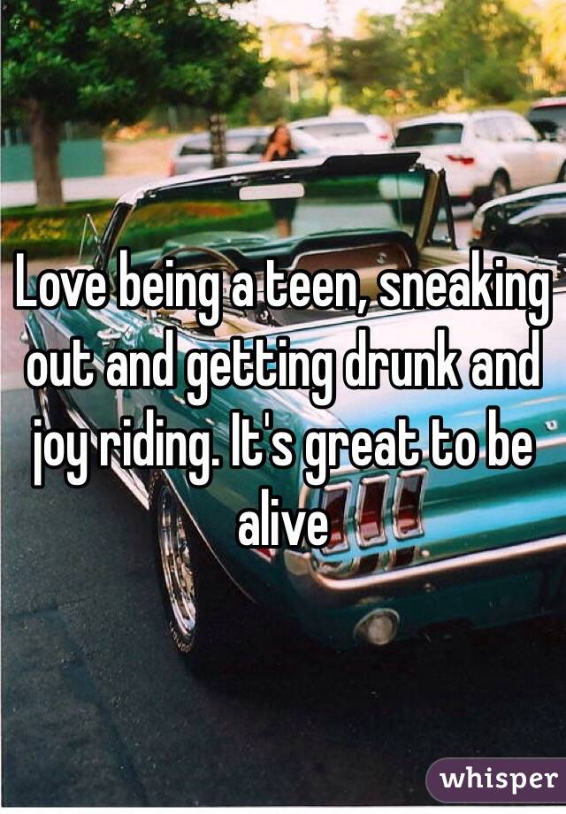 Love being a teen, sneaking out and getting drunk and joy riding. It's great to be alive