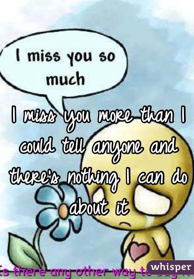 I miss you more than I could tell anyone and there's nothing I can do about it