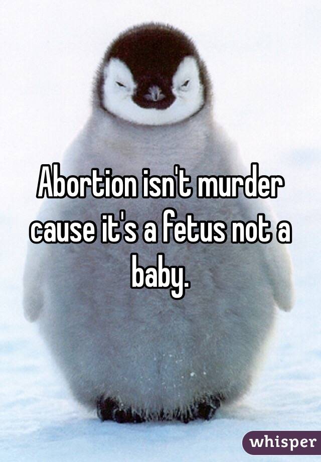 Abortion isn't murder cause it's a fetus not a baby.