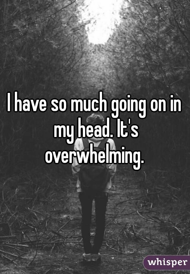 I have so much going on in my head. It's overwhelming. 