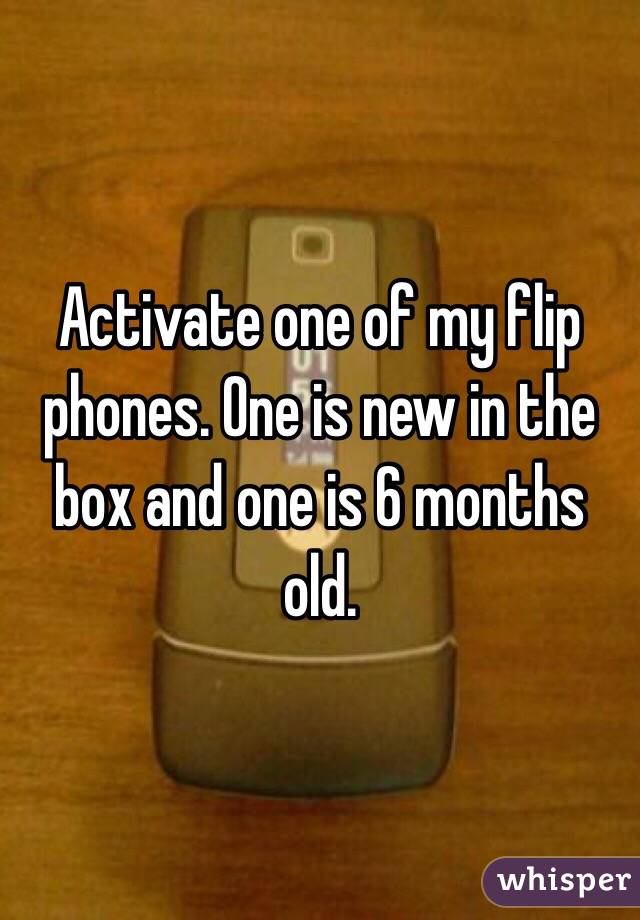 Activate one of my flip phones. One is new in the box and one is 6 months old.