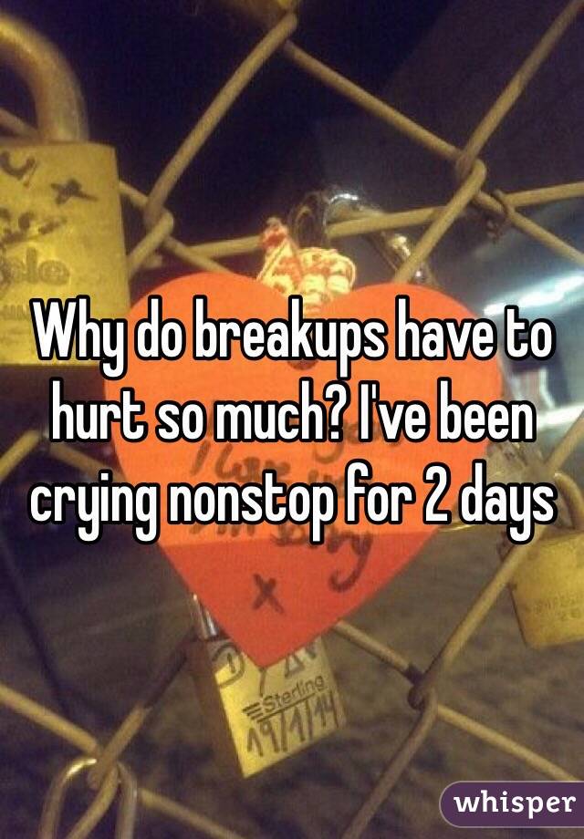 Why do breakups have to hurt so much? I've been crying nonstop for 2 days