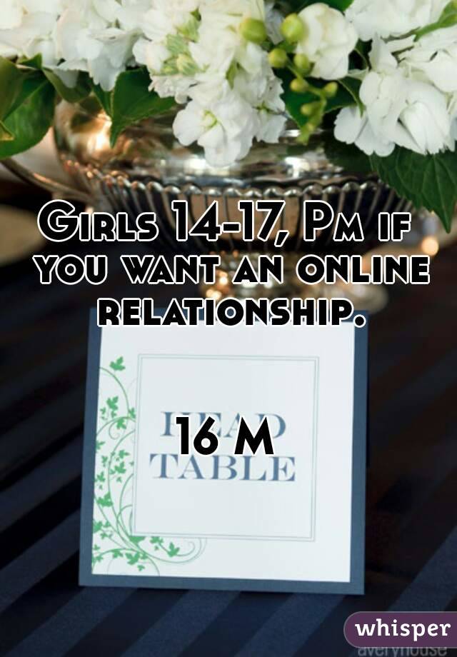 Girls 14-17, Pm if you want an online relationship.


16 M