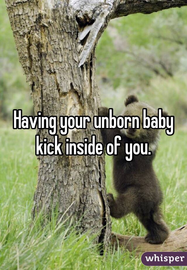 Having your unborn baby kick inside of you.
