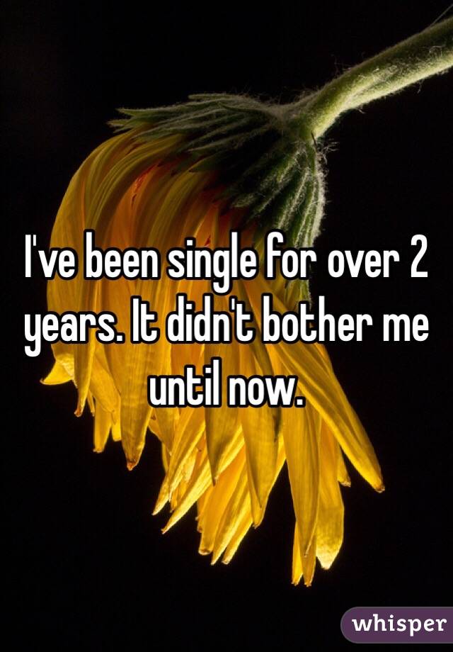 I've been single for over 2 years. It didn't bother me until now. 