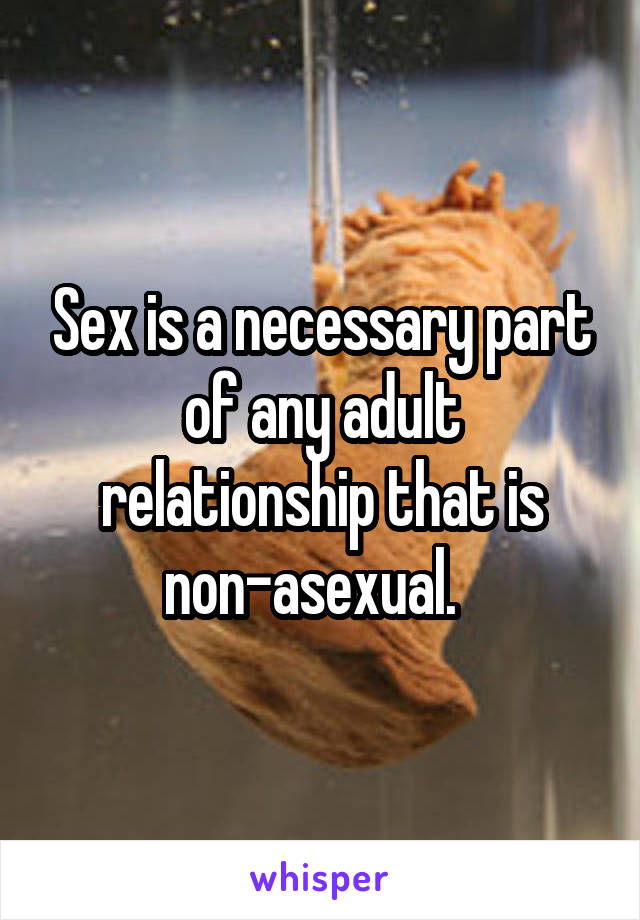 Sex is a necessary part of any adult relationship that is non-asexual.  
