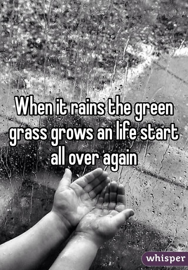 When it rains the green grass grows an life start all over again 