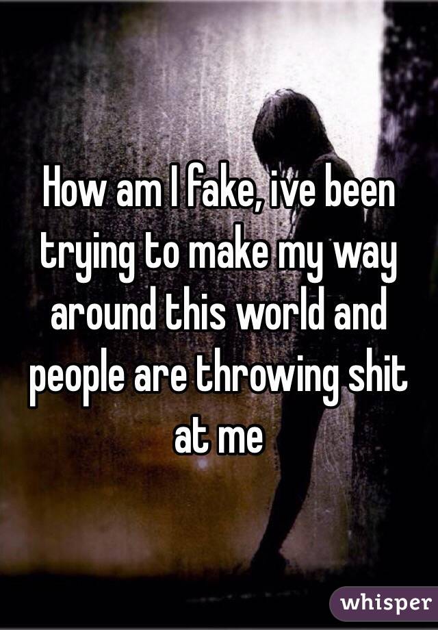 How am I fake, ive been trying to make my way around this world and people are throwing shit at me