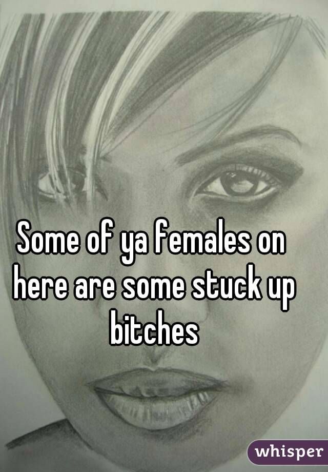 Some of ya females on here are some stuck up bitches