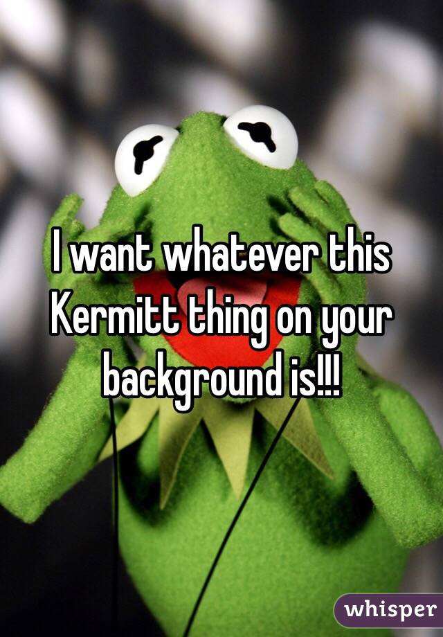 I want whatever this Kermitt thing on your background is!!!