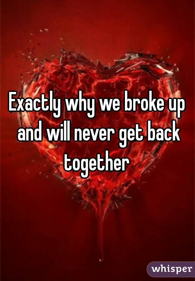 Exactly why we broke up and will never get back together 