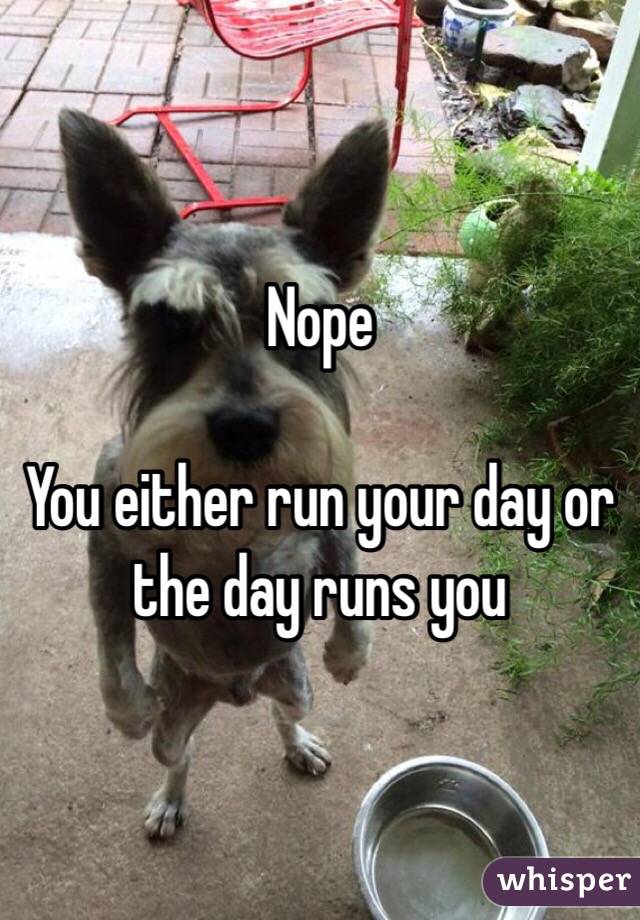 Nope

You either run your day or the day runs you 