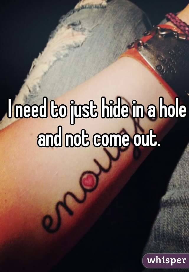 I need to just hide in a hole and not come out.