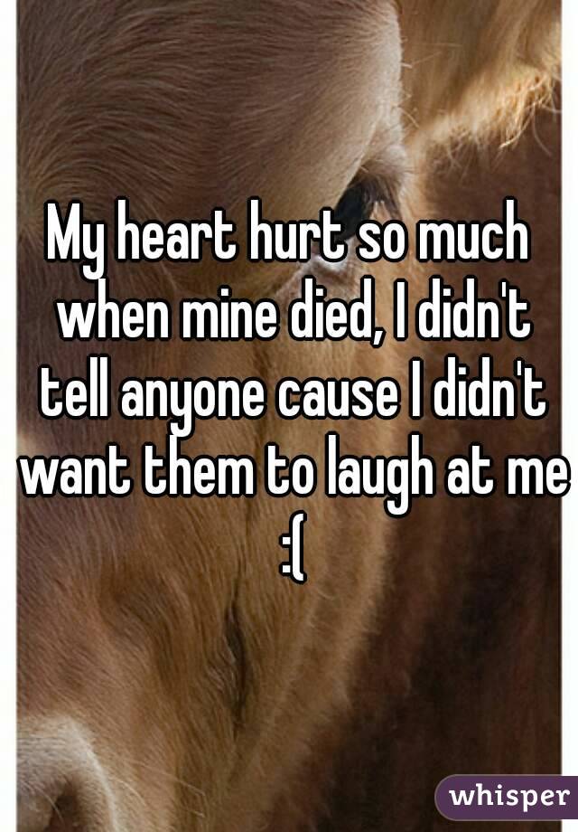 My heart hurt so much when mine died, I didn't tell anyone cause I didn't want them to laugh at me :(