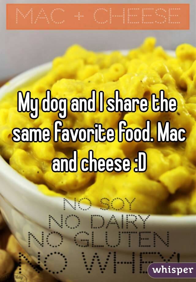 My dog and I share the same favorite food. Mac and cheese :D