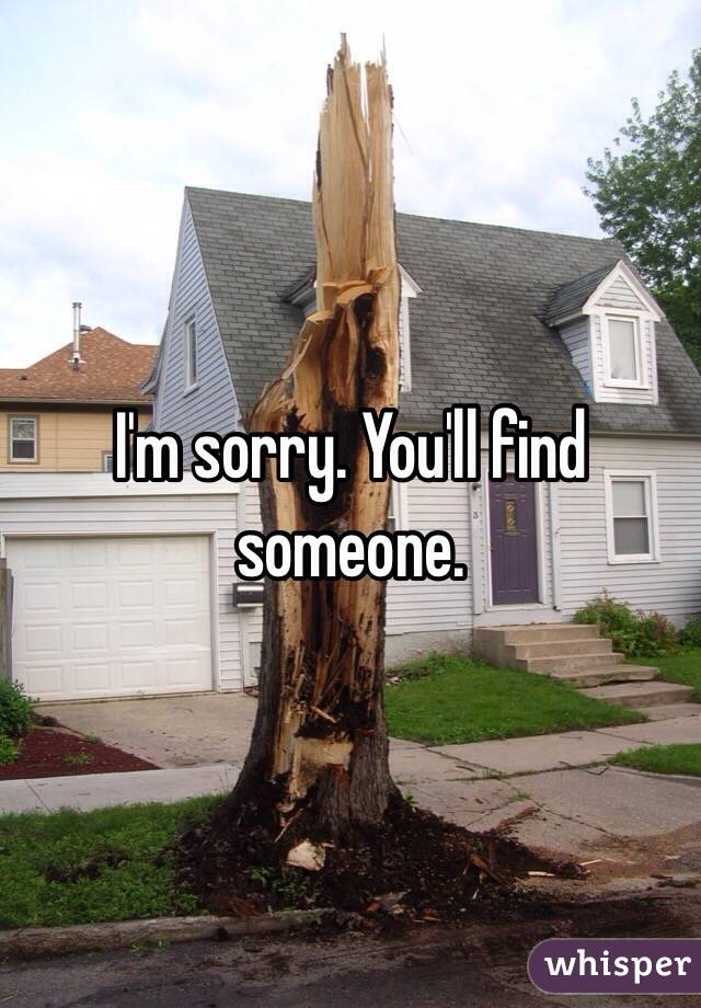 I'm sorry. You'll find someone. 