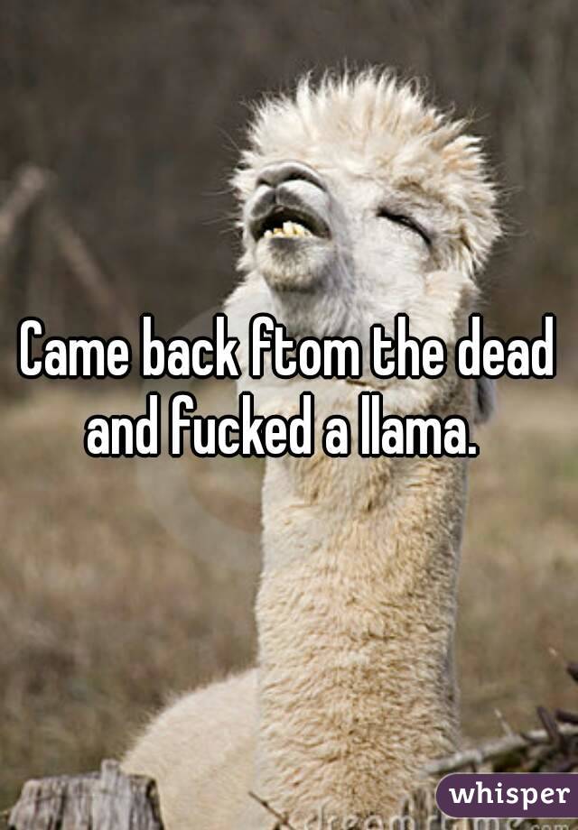 Came back ftom the dead and fucked a llama.  