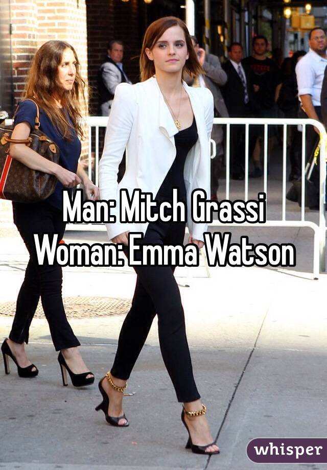 Man: Mitch Grassi
Woman: Emma Watson