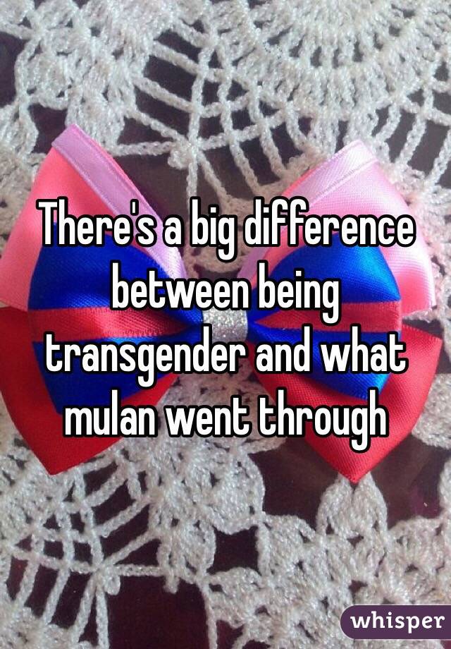 There's a big difference between being transgender and what mulan went through 