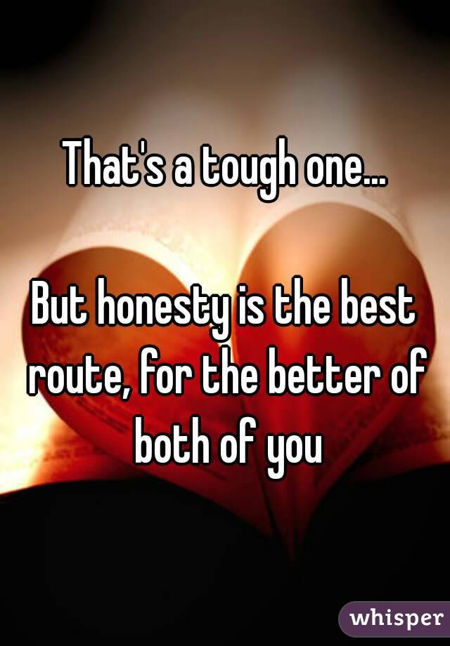 That's a tough one...

But honesty is the best route, for the better of both of you