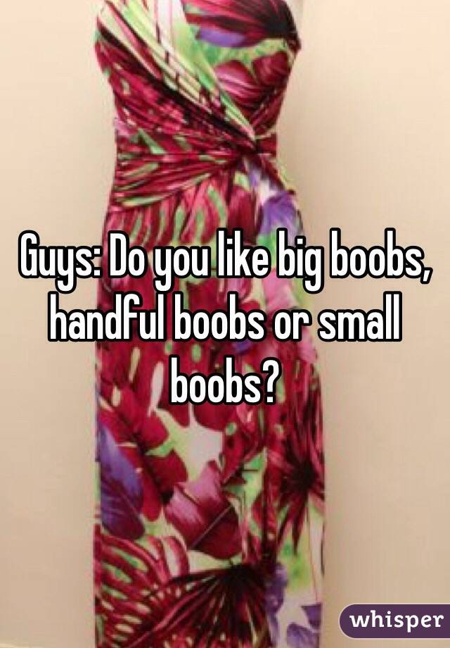 Guys: Do you like big boobs, handful boobs or small boobs? 