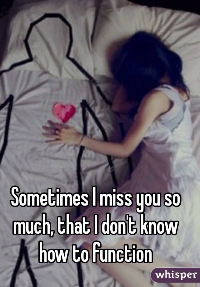 Sometimes I miss you so much, that I don't know how to function 