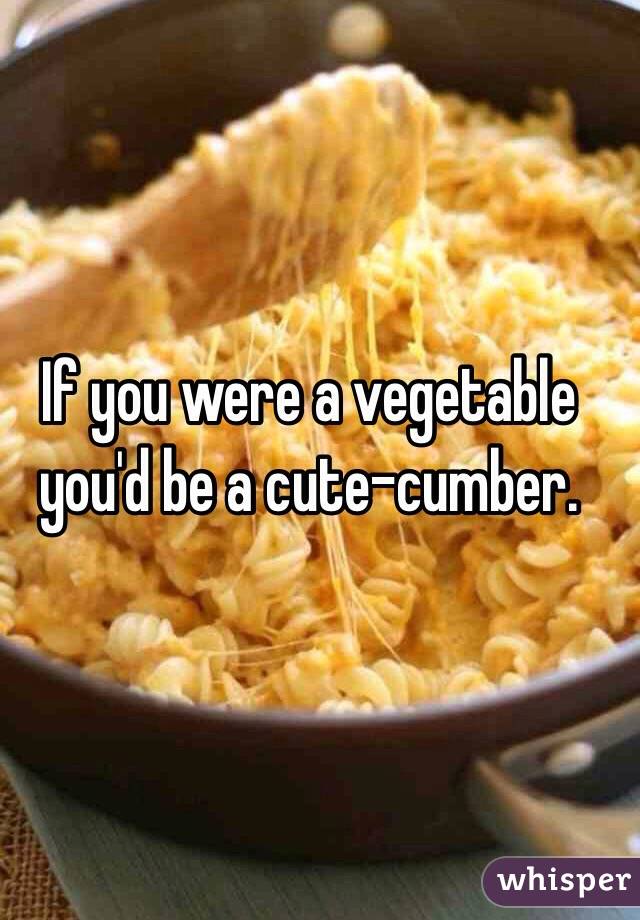 If you were a vegetable you'd be a cute-cumber.

