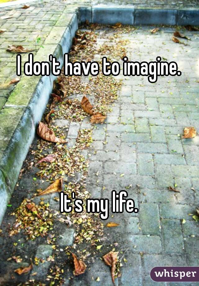 I don't have to imagine.




It's my life.