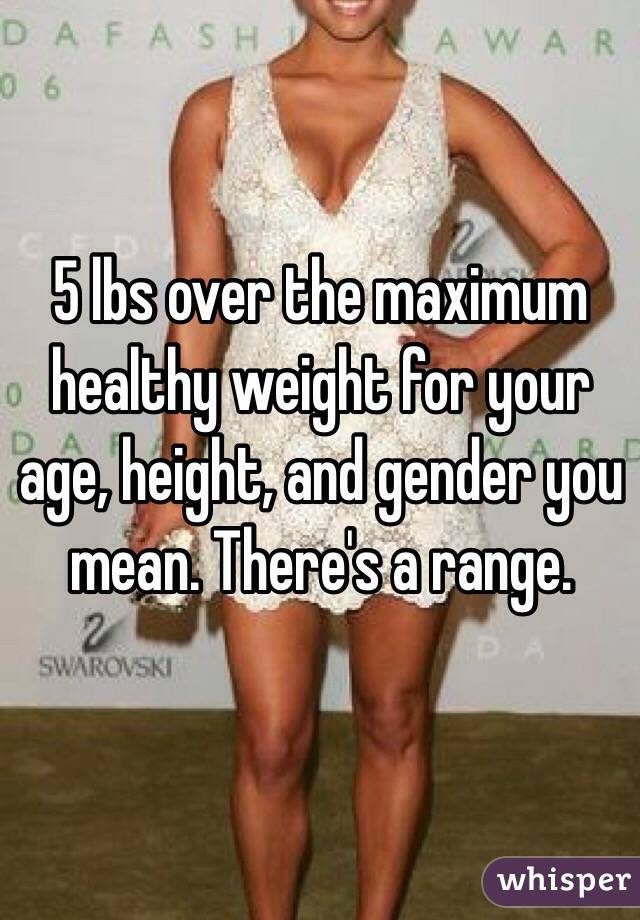 5 lbs over the maximum healthy weight for your age, height, and gender you mean. There's a range.