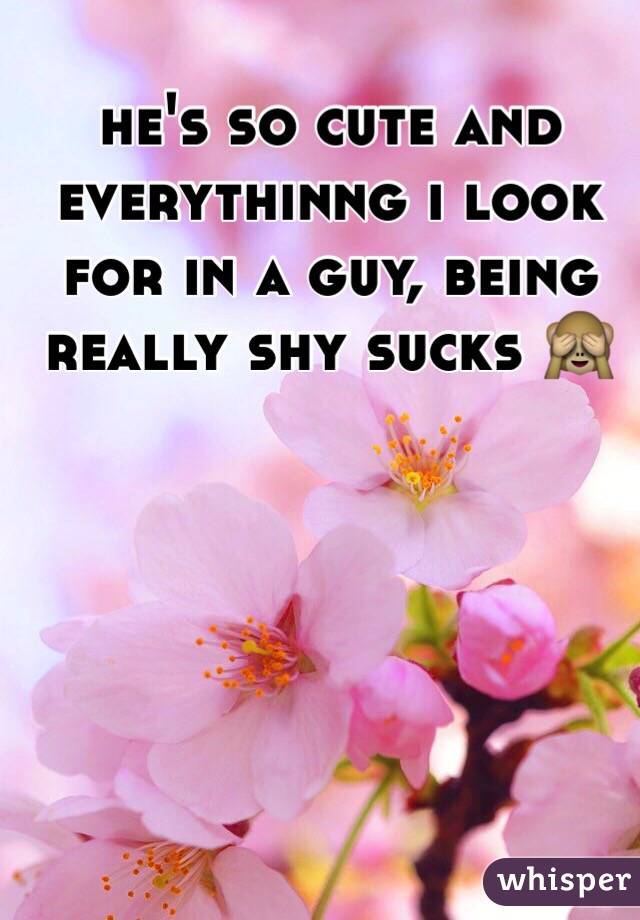 he's so cute and everythinng i look for in a guy, being really shy sucks ðŸ™ˆ 