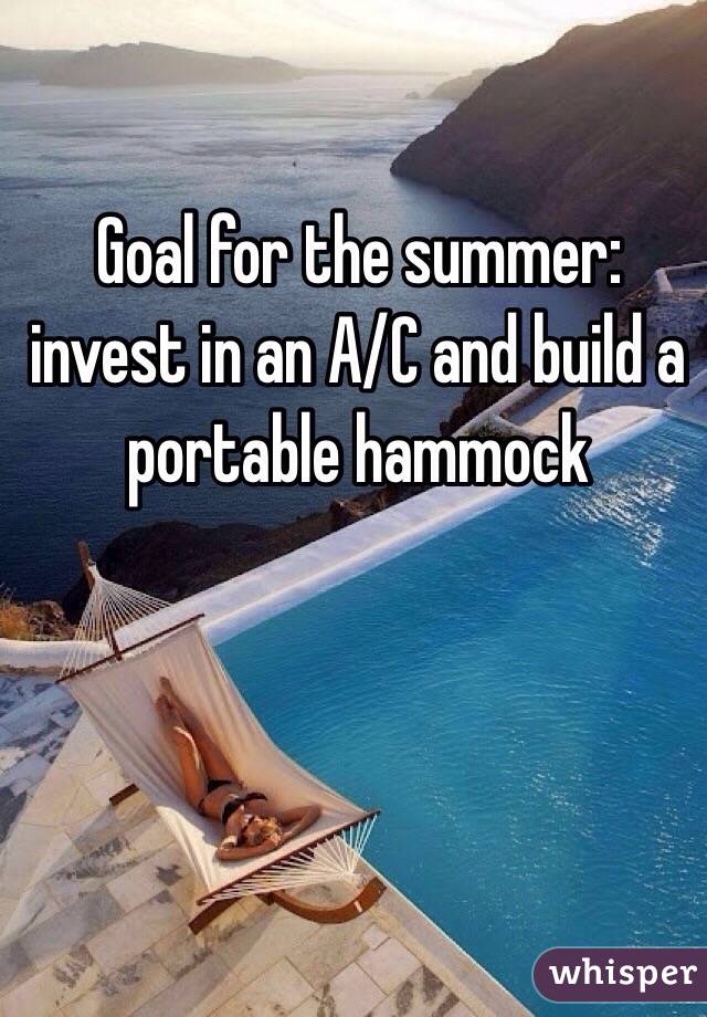 Goal for the summer: invest in an A/C and build a portable hammock