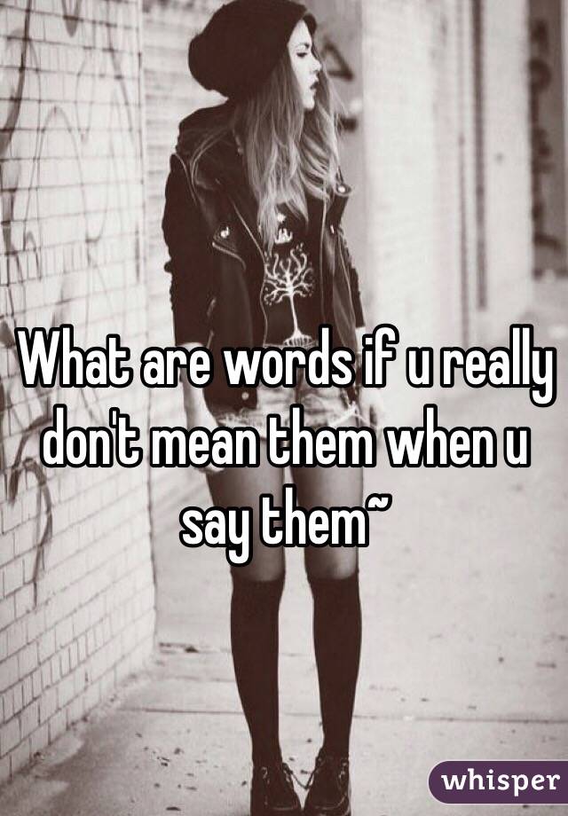 What are words if u really don't mean them when u say them~