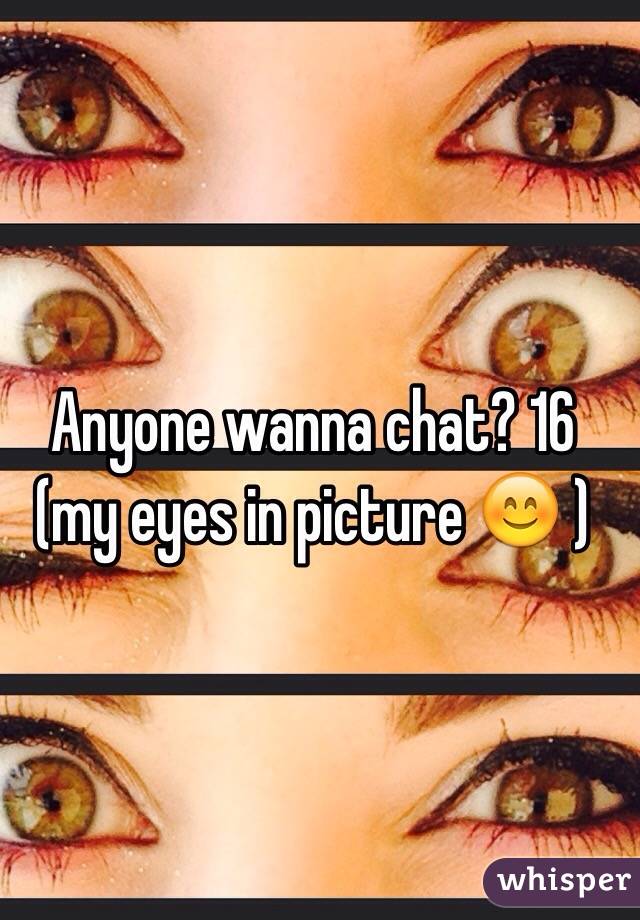Anyone wanna chat? 16 (my eyes in picture 😊 )